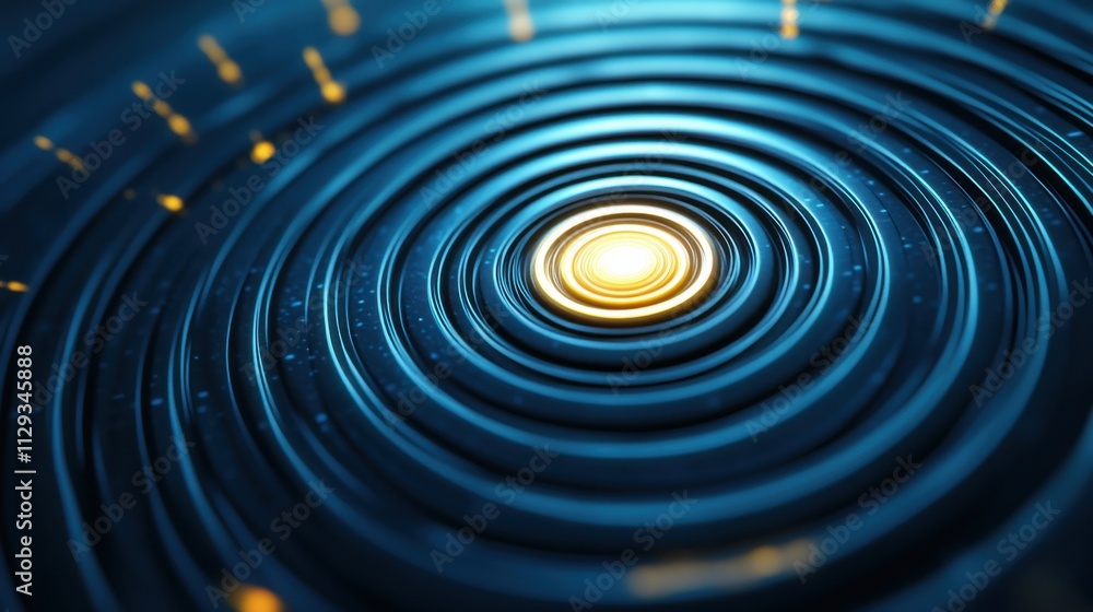 Poster concentric circles radiate from a glowing center, creating a mesmerizing pattern, ai