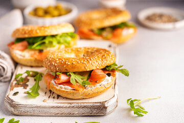 Bagel sandwich with salmon
