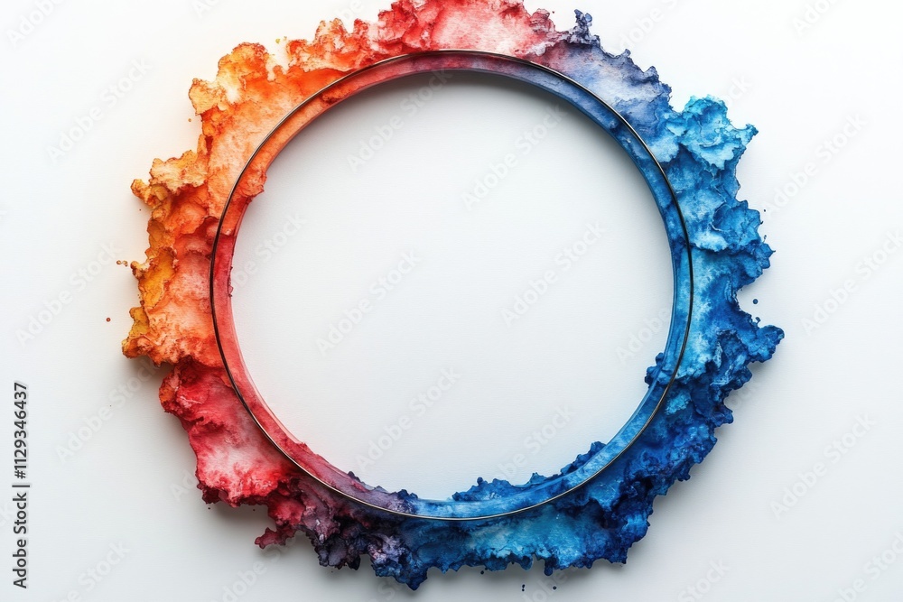 Poster a colorful paper circle placed on a plain white background