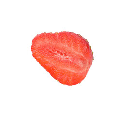 Piece of ripe strawberry isolated on white
