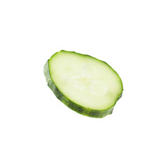 Slice of ripe cucumber isolated on white