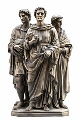 Fototapeta premium Stone sculpture of three robed figures.