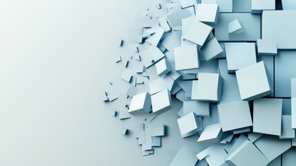 Abstract 3D cubes cascade in a dynamic, minimalist composition, AI