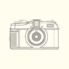 Retro Camera Line Art Illustration - Minimalist Vector Design