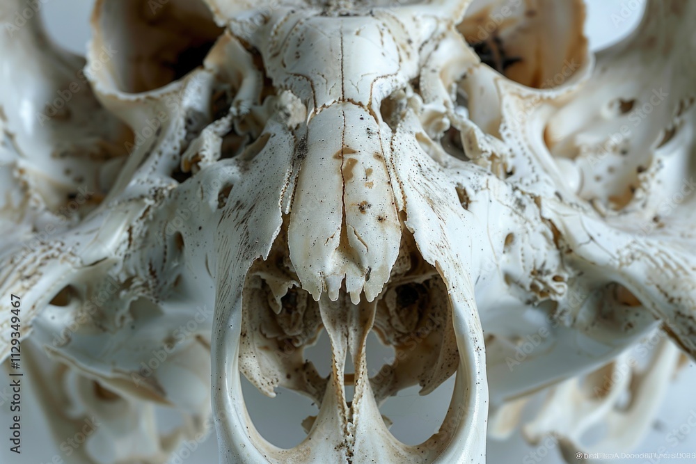 Aufkleber a close-up view of a skull on a table, perfect for use in dark and mysterious scenes