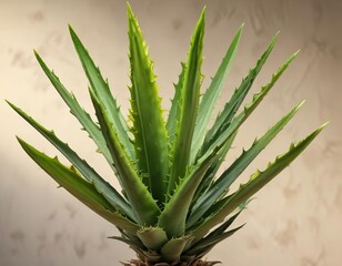 A single aloe vera leaf with prominent yellowish-green color , botanical, yellow, aloe