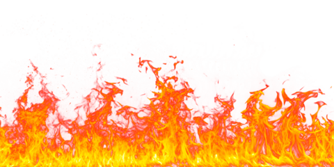 An Intense Flame Border with Heat Waves on a Transparent Canvas