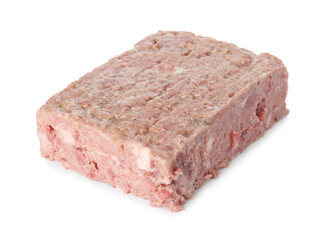 Tasty fresh canned meat isolated on white