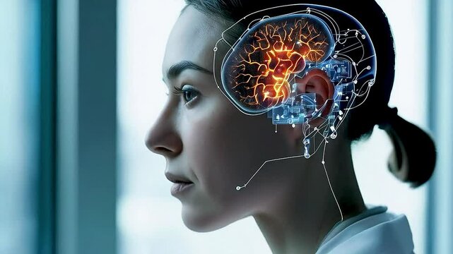 a woman's head  and  brain