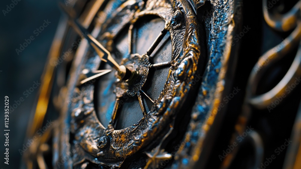 Poster A close-up view of a clock's face on a wall, suitable for use in interior design or architectural projects