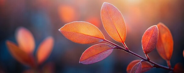 Autumn Leaves Gleam in Morning Light, Generative AI