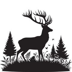 Deer silhouette isolated on white background