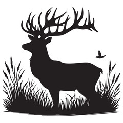 Deer silhouette isolated on white background