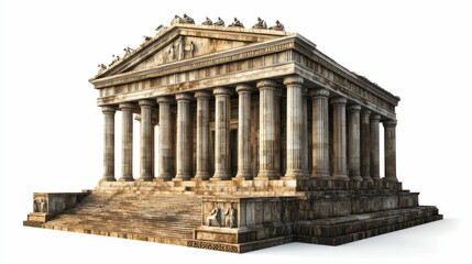 Fototapeta premium Ancient stone temple, many columns, wide steps.