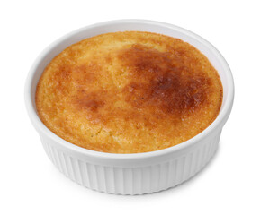 Tasty homemade semolina cake isolated on white