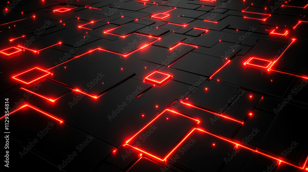 Aufkleber visual representation of a futuristic circuit board glowing with red lights