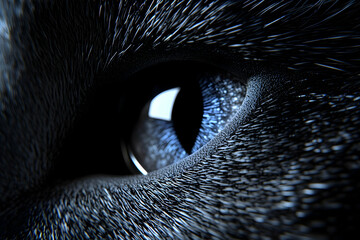 Close-up of a cat's blue eye and fur texture.
