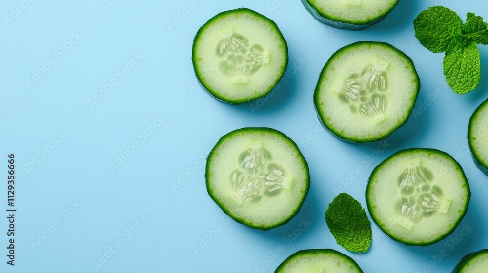 Aufkleber layers of cucumber slices create an elegant and refreshing backdrop perfect for summer. the bright, 