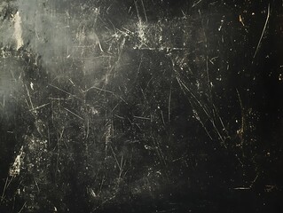 Abstract Dark Space Background with White Speckles and Subtle Scratches. Textured Black Surface Background