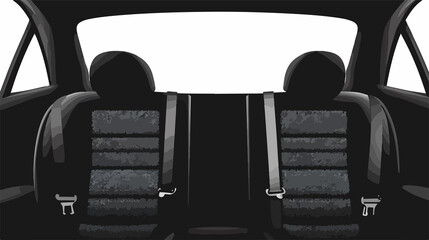 Car Seat Belt Vector Elements Silhouette Isolated in White Background