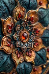 Obraz premium A close-up view of a decorative object with intricate details and textures