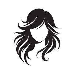 Stylish Women Hair Silhouette Icon - Vector Illustration for Beauty and Fashion Logo Design, Ideal for Hair Salon, Spa, and Cosmetic Branding