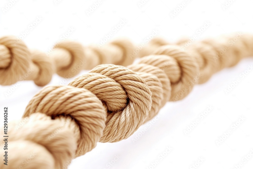 Aufkleber Close-up view of a rope on a white surface, ideal for use in design and creative projects
