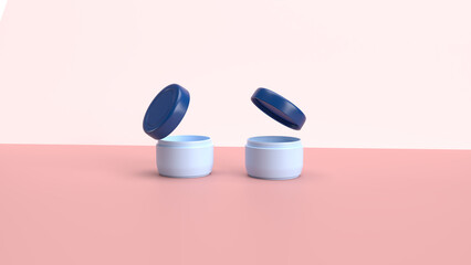 Beauty product container  with its cap open 3d renderd image in 4k.