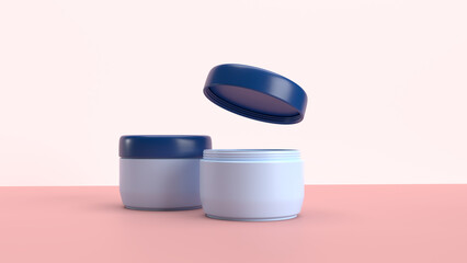 Beauty product container  with its cap open 3d renderd image in 4k.