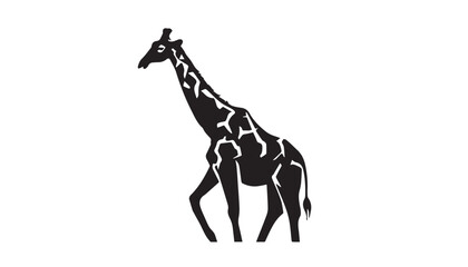 Giraffe silhouette isolated on white. Vector illustration. Giraffe Silhouette. Animal silhouette. 