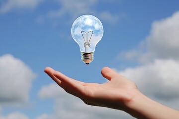 A person holds a light bulb in their hand for lighting