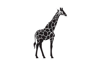 Fototapeta premium Giraffe silhouette isolated on white. Vector illustration. Giraffe Silhouette. Animal silhouette. 