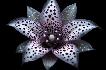 ヒメシャガの花が暗闇の中で鮮やかに咲いている様子