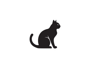Black cat silhouette isolated on white background. Cat silhouette vector. Black silhouette of cat. Vector illustration.