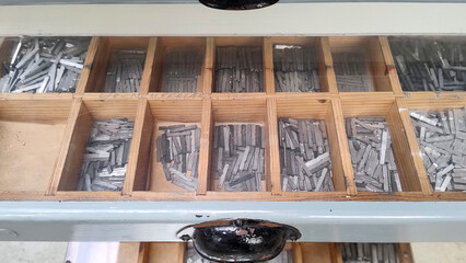 Composition tray with printing types for Printer machine