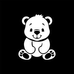 Fototapeta premium Vector cartoon lovely teddy bear children's toy black and white monochrome vector line art isolated