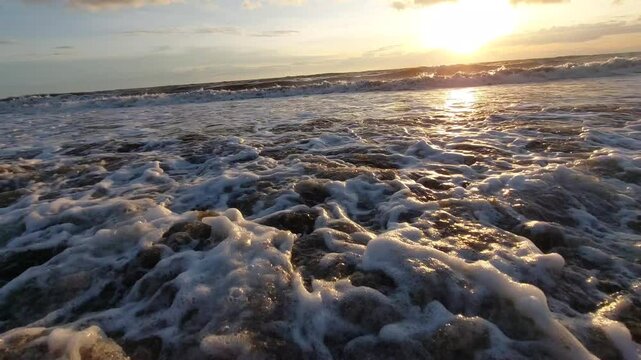 Ocean waves on the edge of Salopi-Pinrang beach, Makassar, Indonesia