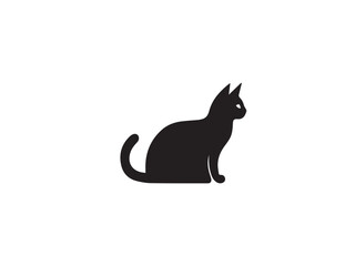 Black cat silhouette isolated on white background. Cat silhouette vector. Black silhouette of cat. Vector illustration.