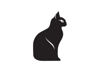 Black cat silhouette isolated on white background. Cat silhouette vector. Black silhouette of cat. Vector illustration.