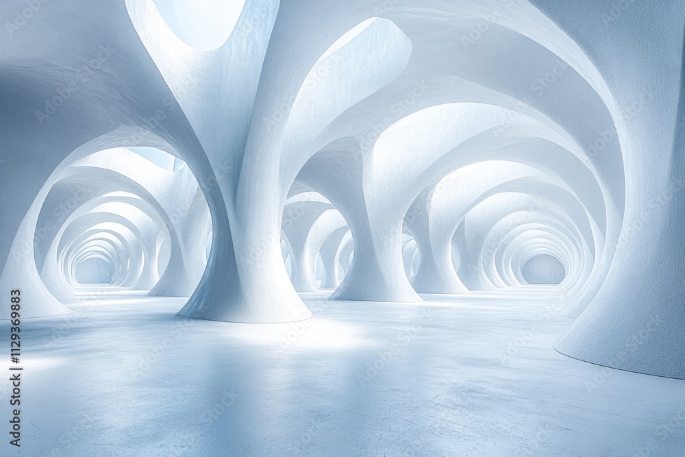 Poster a minimalist space filled with arches and empty walls, perfect for use in interior design or archite