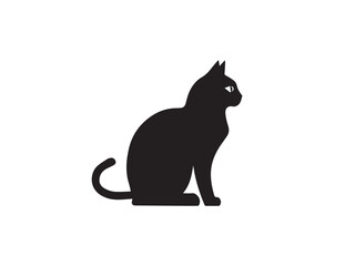 Black cat silhouette isolated on white background. Cat silhouette vector. Black silhouette of cat. Vector illustration.