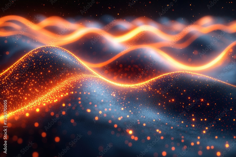 Poster a computer-generated image of a glowing wave