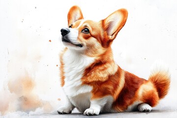 A dog sitting comfortably on the ground, with its ears and tail relaxed