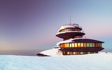 meteorological observatory on the summit of Sniezka, Karkonosze Mountains, Lower Silesia, Poland.