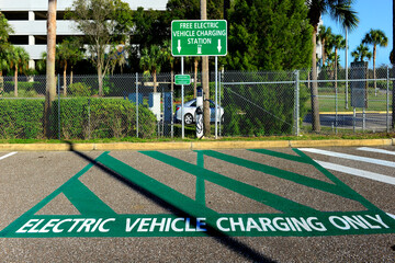 Free  electrical vehicle EV charging station at Tampa International Airport