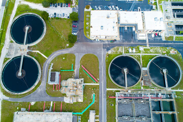 Modern lagoon waste water style sewage treatment plant in Bradenton Florida fl where normal...