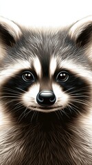 Obraz premium Raccoon portrait with detailed fur and expressive eyes on a white background, AI