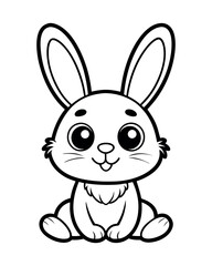 rabbit coloring page vector design for kids