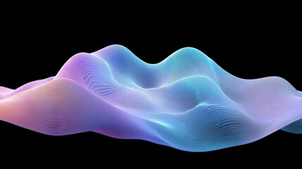 Colorful abstract waves create a mesmerizing digital landscape, AI