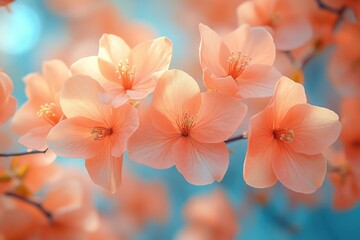 A cluster of colorful flowers grows from the branches of a tree in this close-up shot